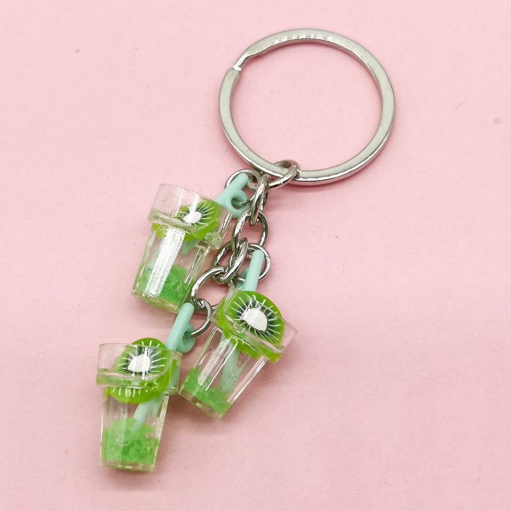 Wholesale Resin Luminous Simulation Fruit Juice Keychain Small Pendant Juice Cup